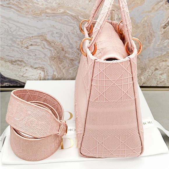 Christian Dior Canvas Cannage Medium Lady Dior D-Lite Tote Bag - Picture 5 of 16